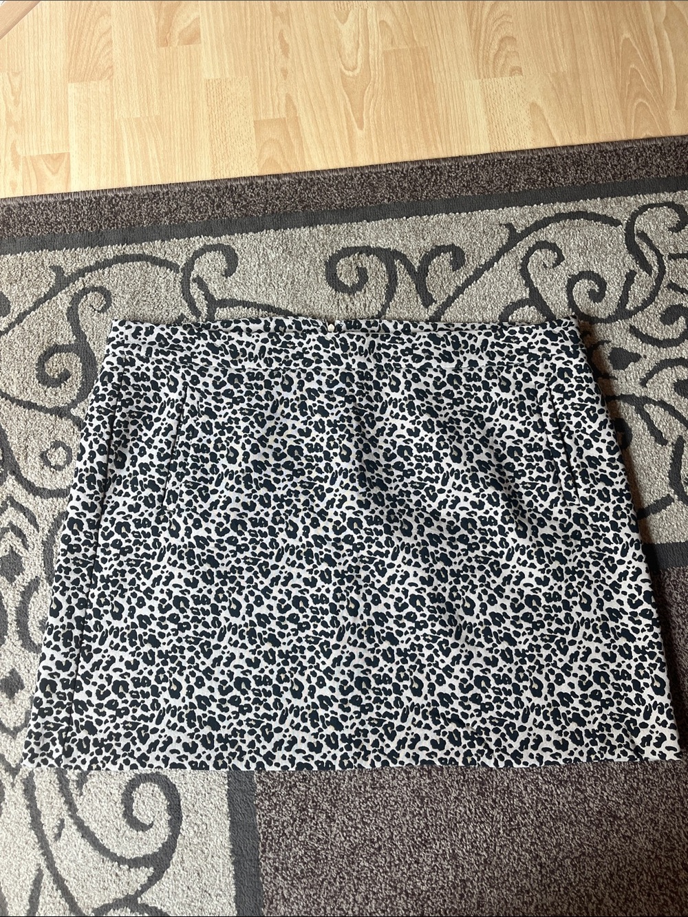 LOFT Black and White Leopard Print Mini Skirt